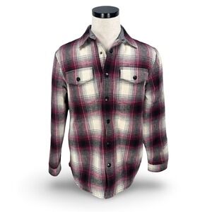LL Bean Signature Archive Mens Medium Insulated Plaid Flannel Shirt Jacket Red